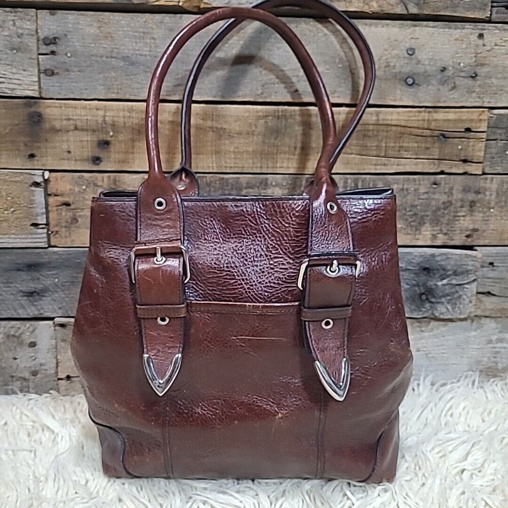 Vintage Western Buckle Shoulder Bag Brown Wilsons Leather - Picture 3 of 11